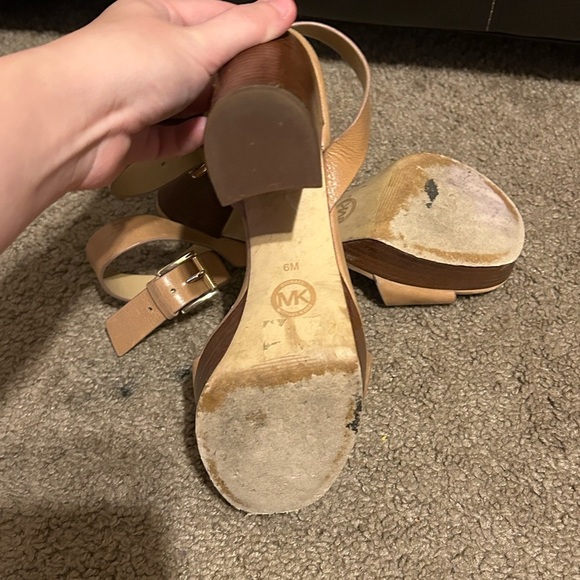 Michael Kors Leonora Ankle Strap Platform Heels Leather Brown Size 6 Women’s 4” - Picture 9 of 11